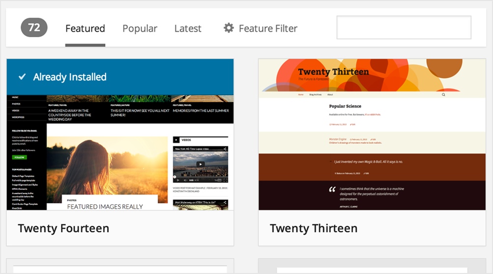 Wordpress 3.9 powerful theme browser